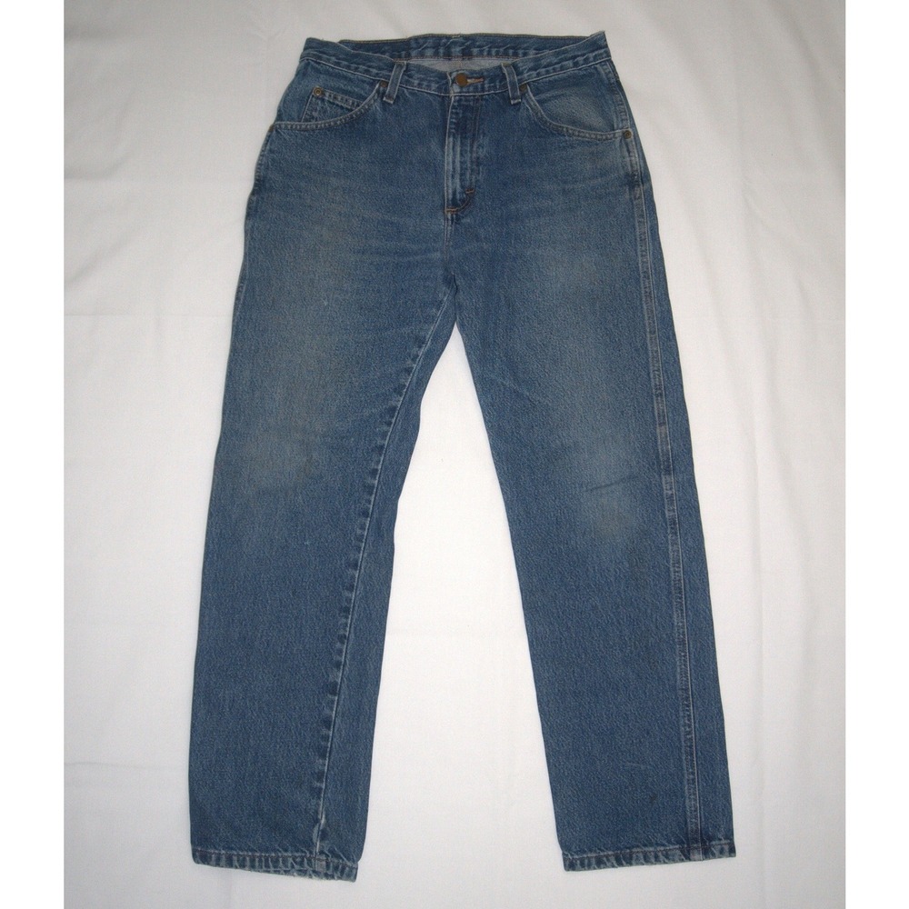 Wrangler 31x30 Blue Cotton Denim Straight Leg Jeans 96501MR